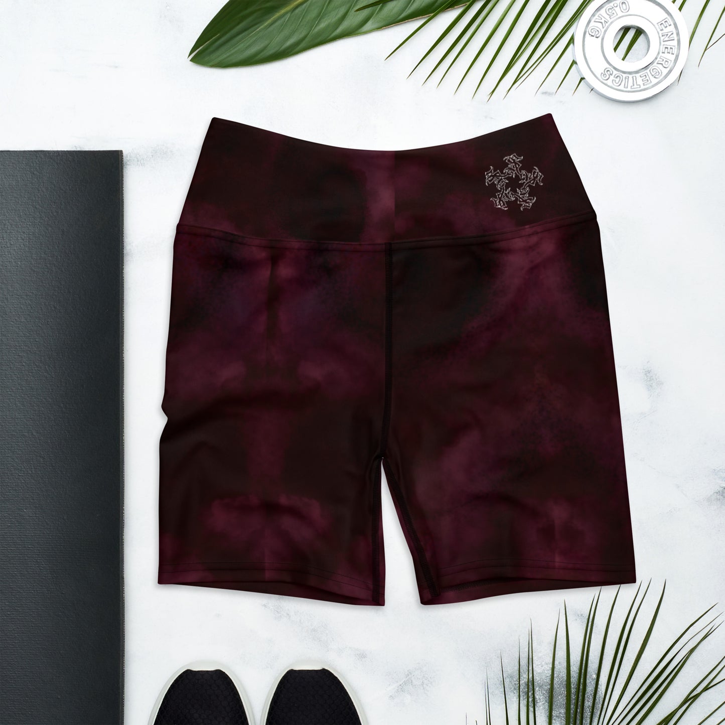 High waist yoga shorts Burgundy Storm