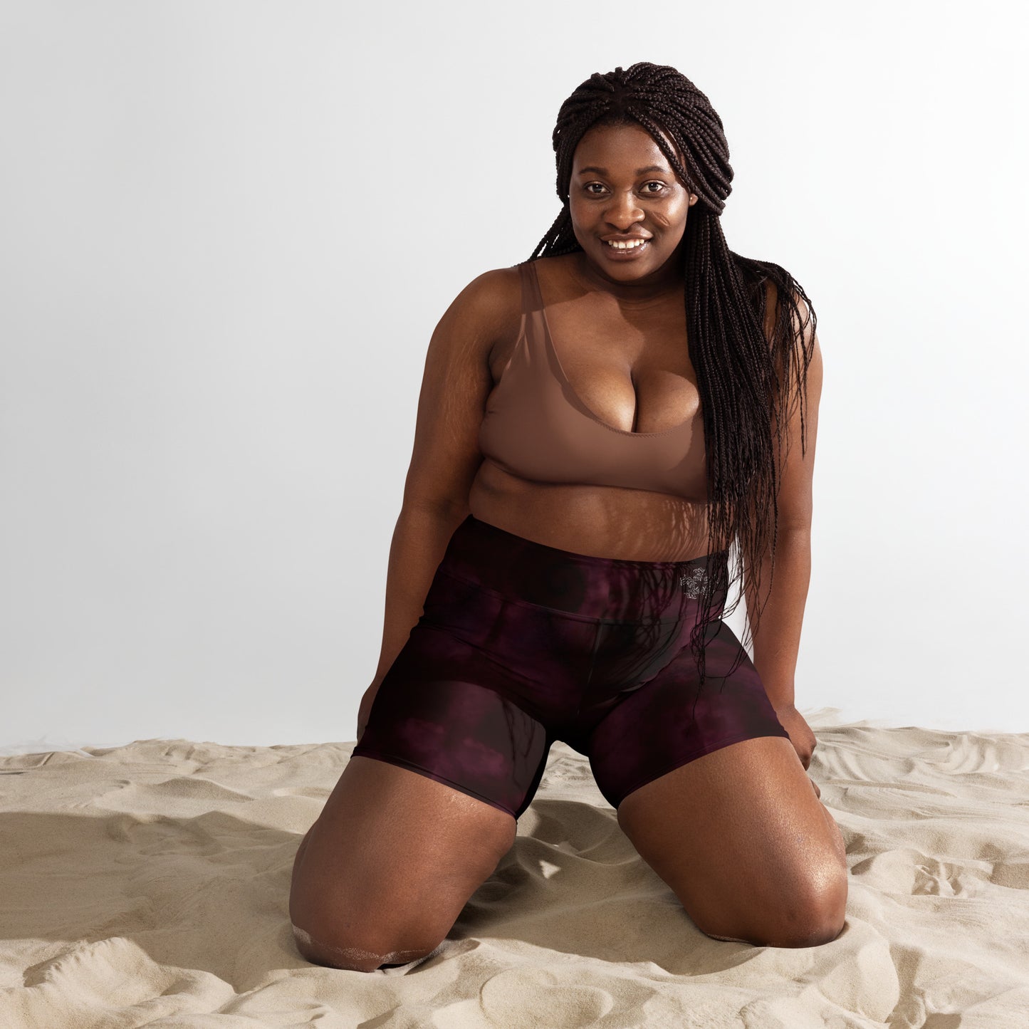 High waist yoga shorts Burgundy Storm