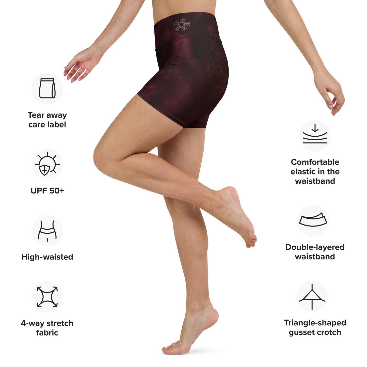 High waist yoga shorts Burgundy Storm