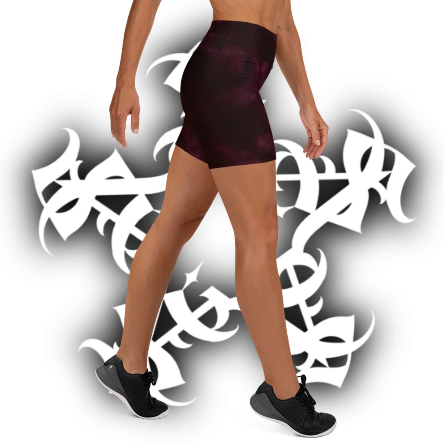 High waist yoga shorts Burgundy Storm